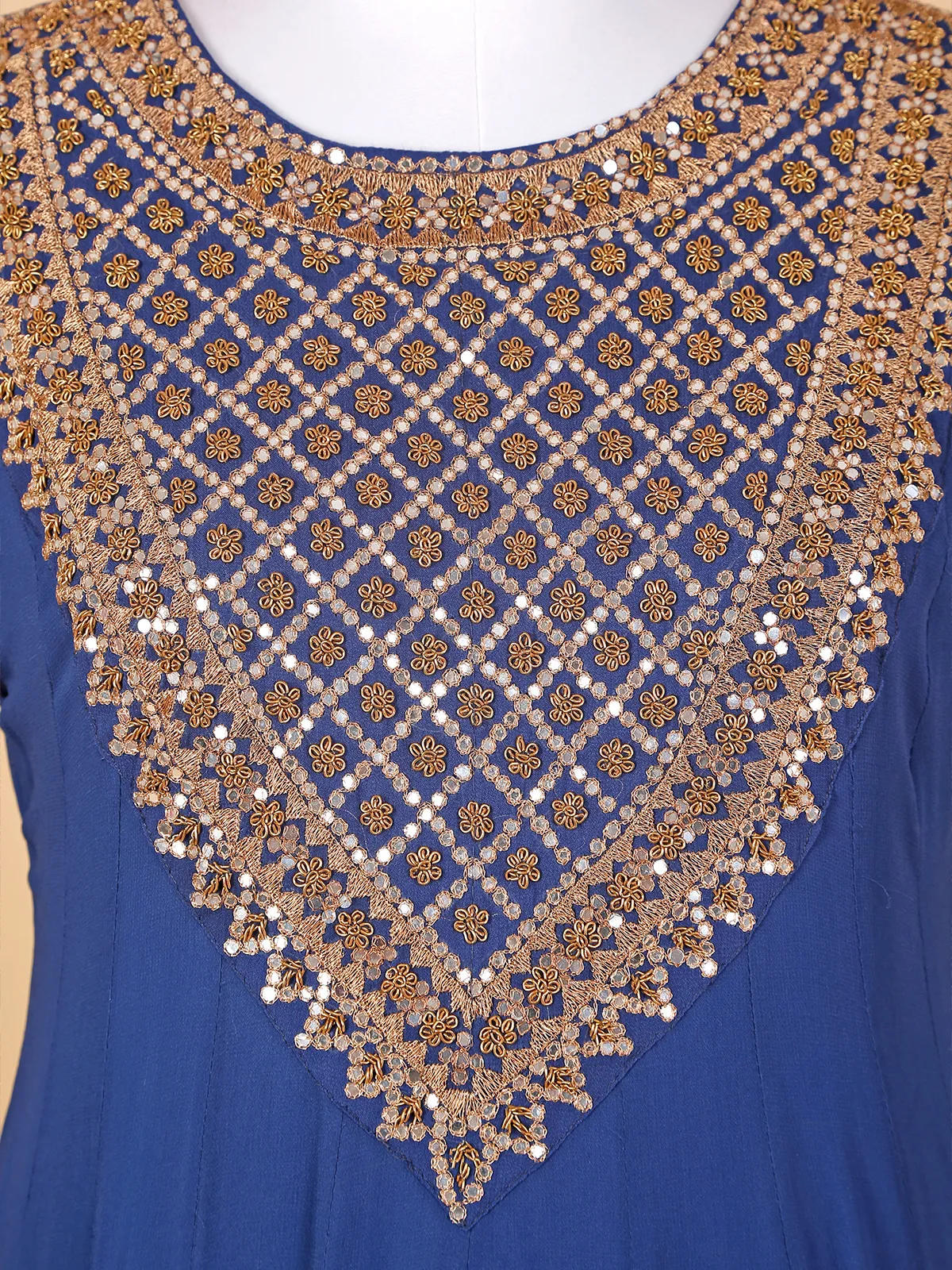 Dark blue georgette floor length suit