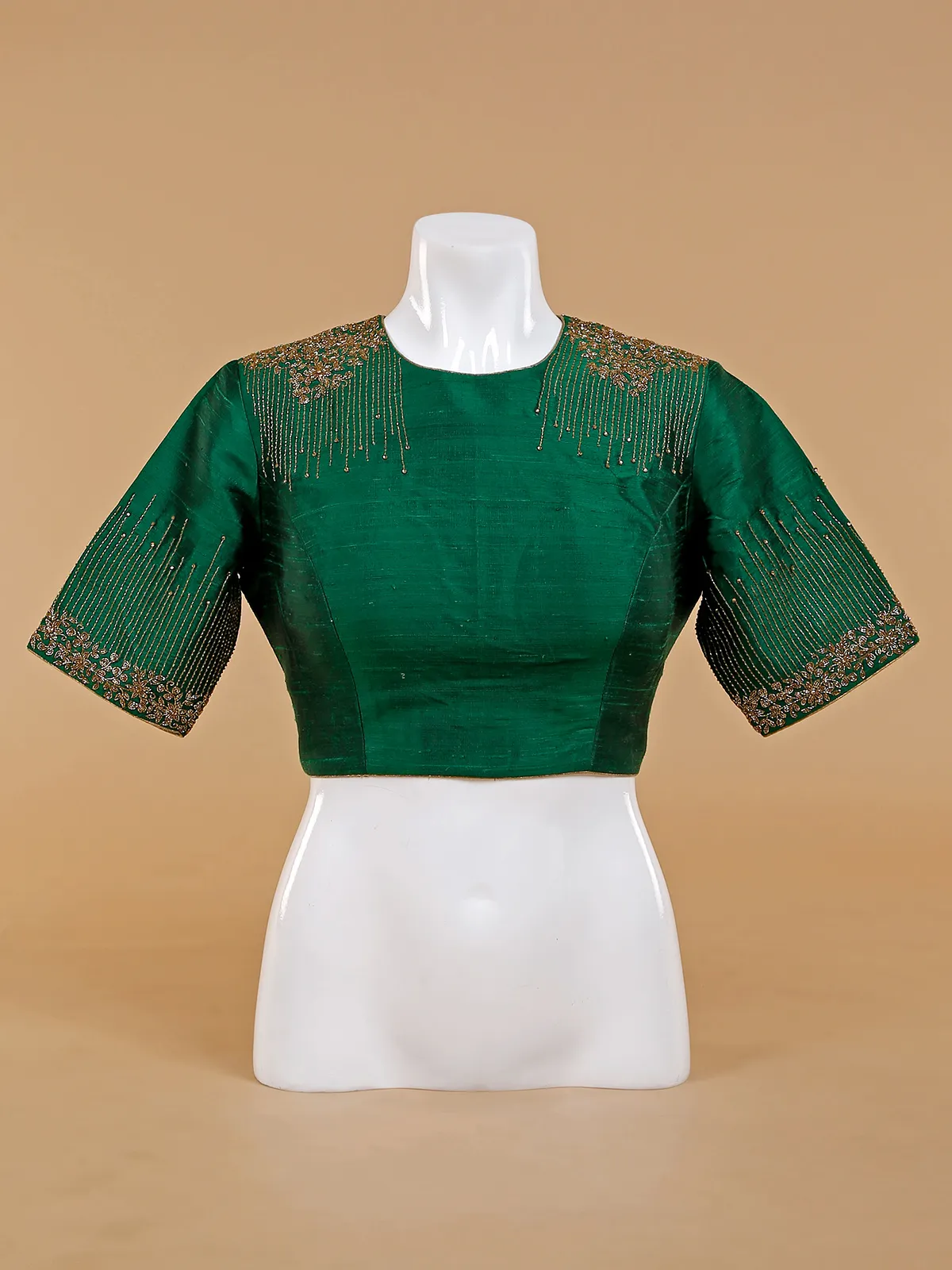 Dark green silk blouse-G3-RB1507 | United States