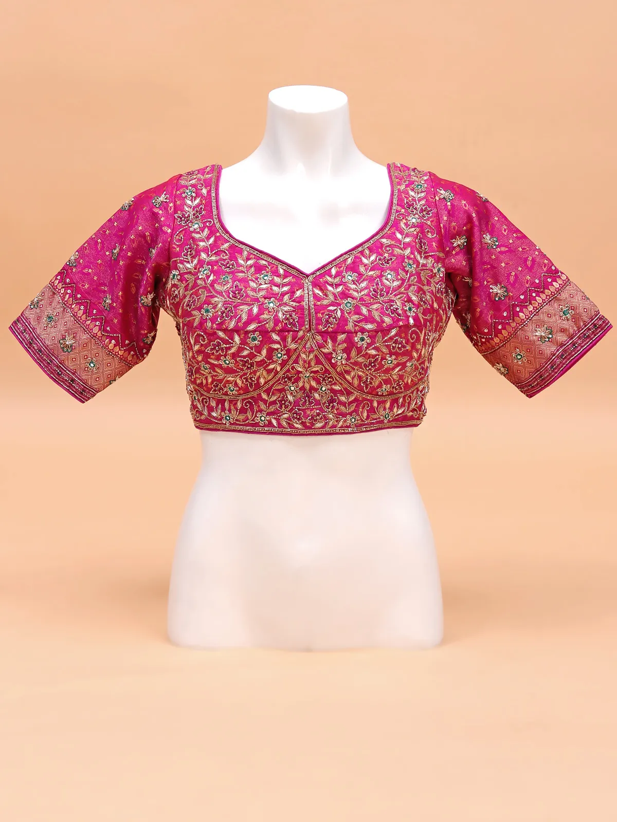 Dark pink sweetheart neck blouse