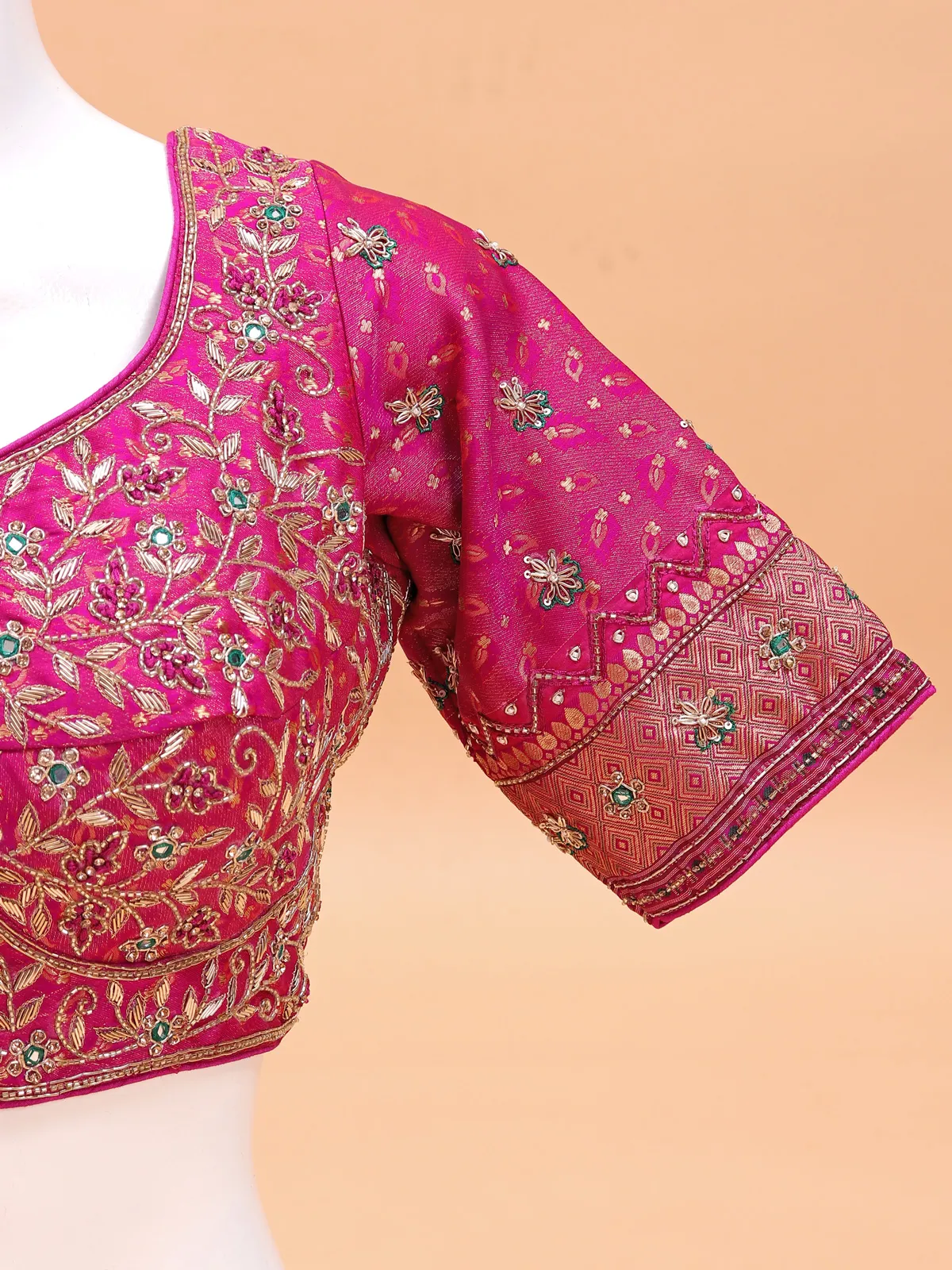 Dark pink sweetheart neck blouse