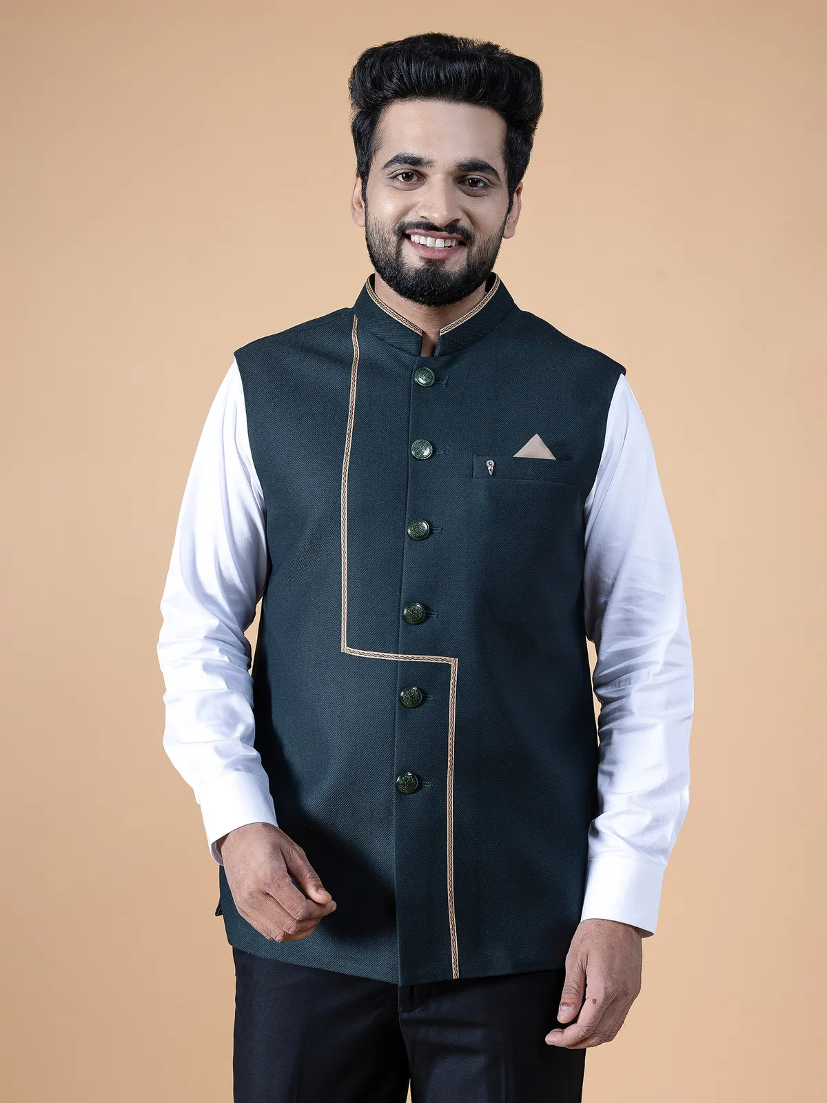 Dashing black terry rayon waistcoat