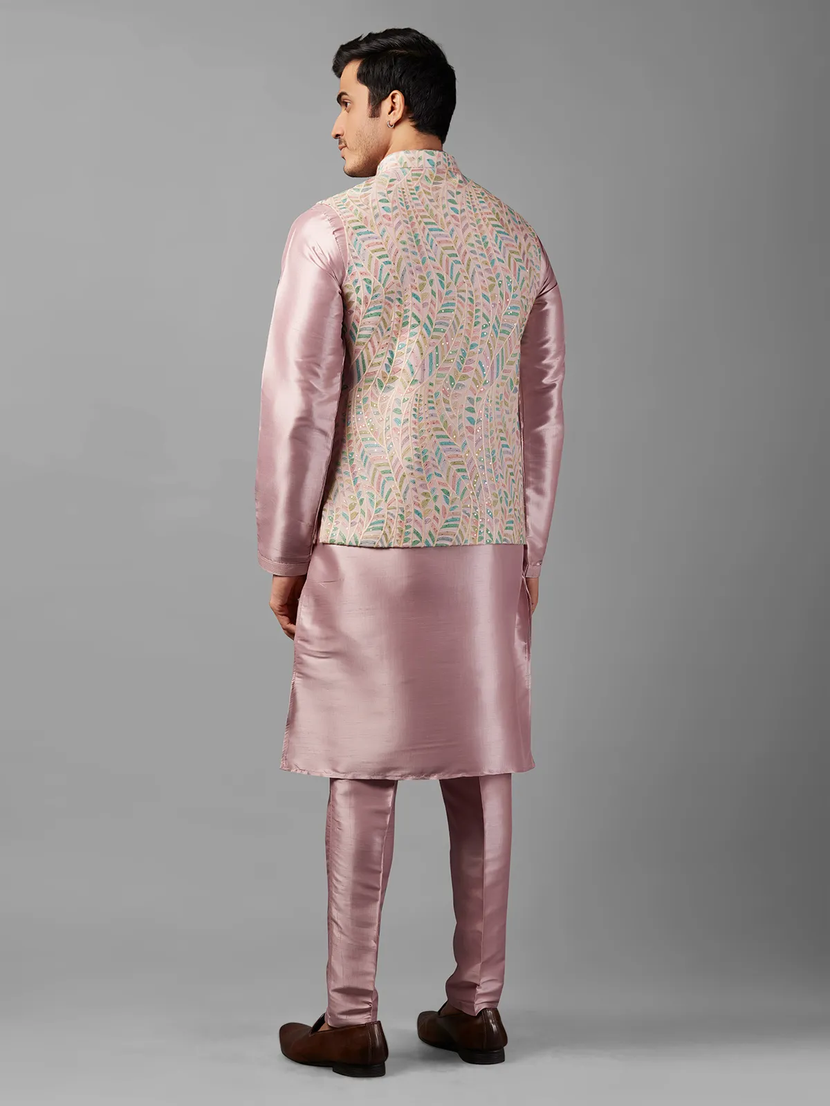 Dashing pink silk waistcoat set