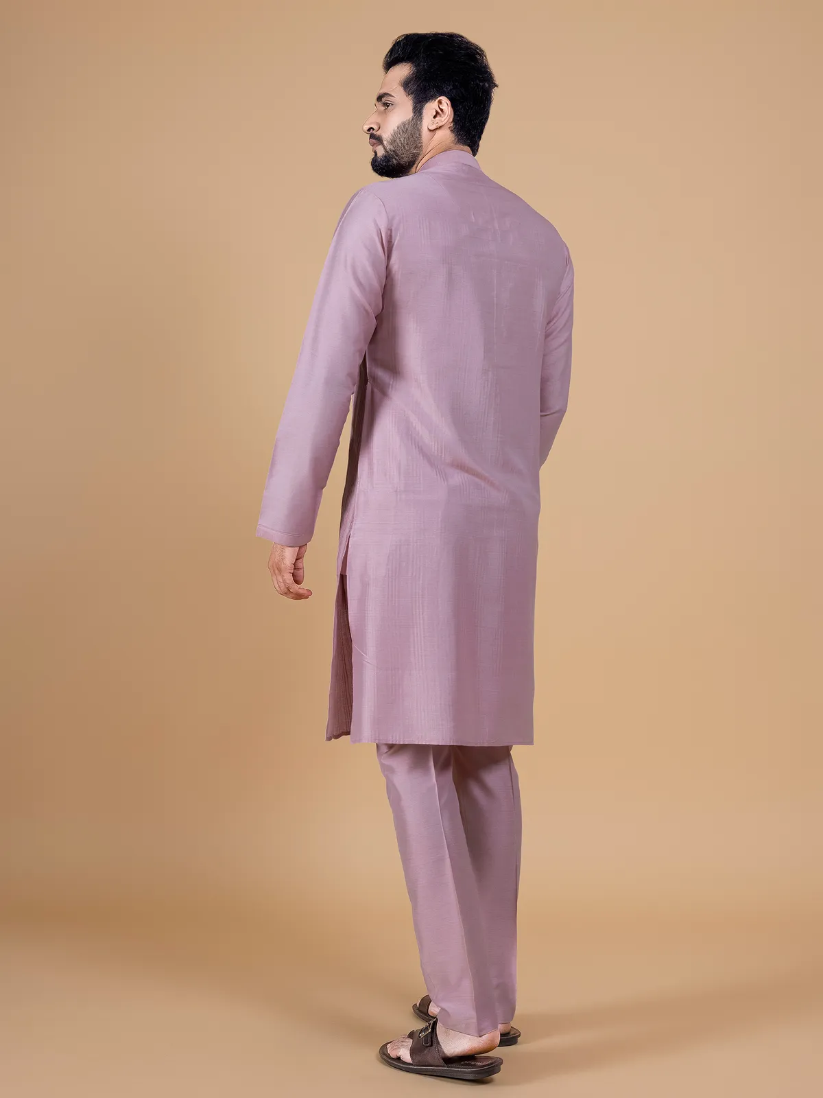 Dashing silk mauve pink kurta suit