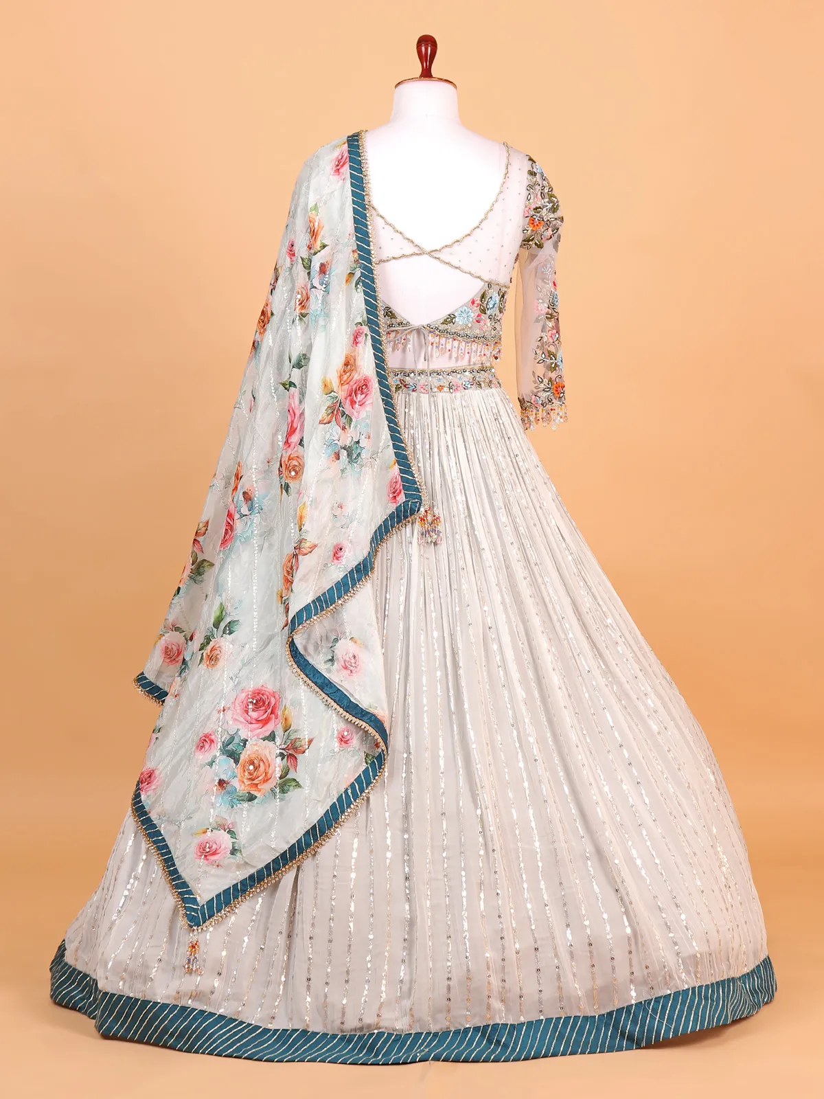 Dazzling georgette grey lehenga choli