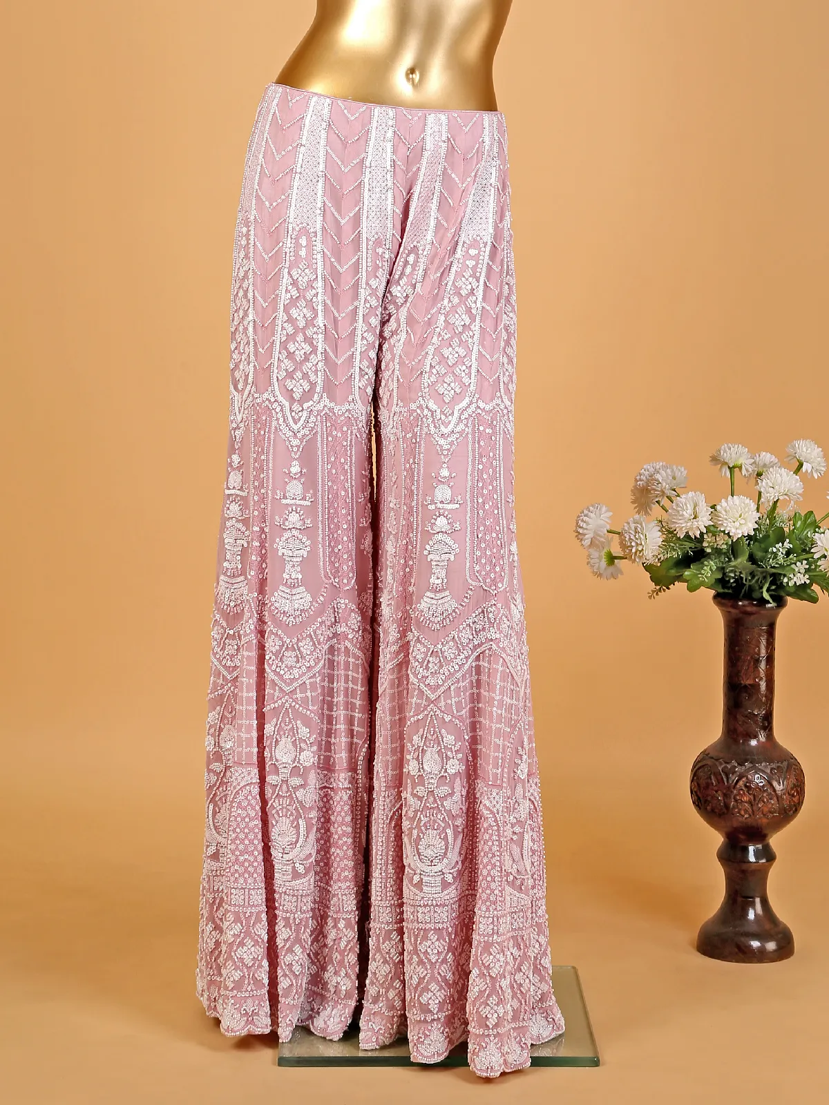 Dazzling pink georgette palazzo set