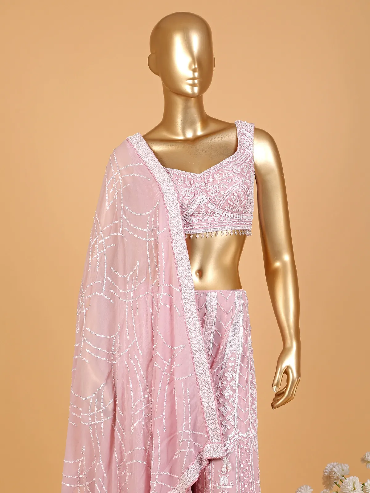 Dazzling pink georgette palazzo set