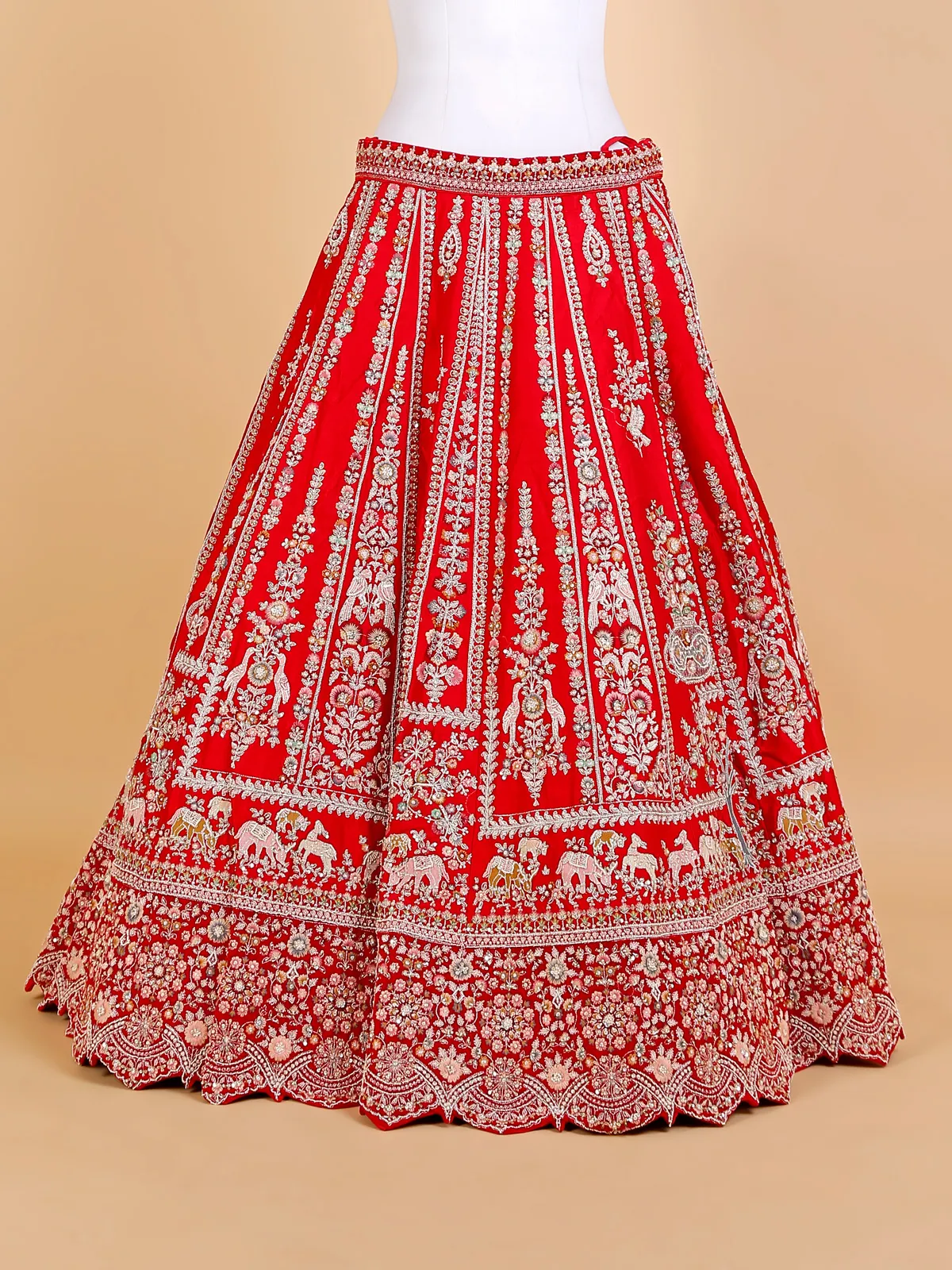 Dazzling red silk bridal lehenga choli