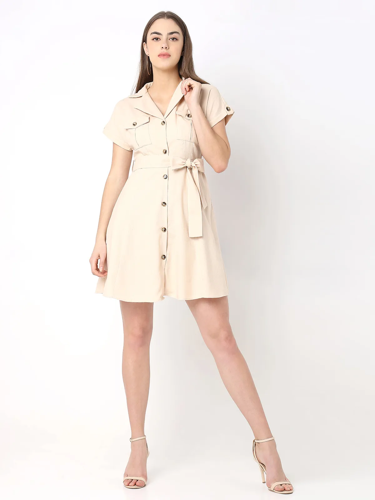 DEAL beige cotton short dress