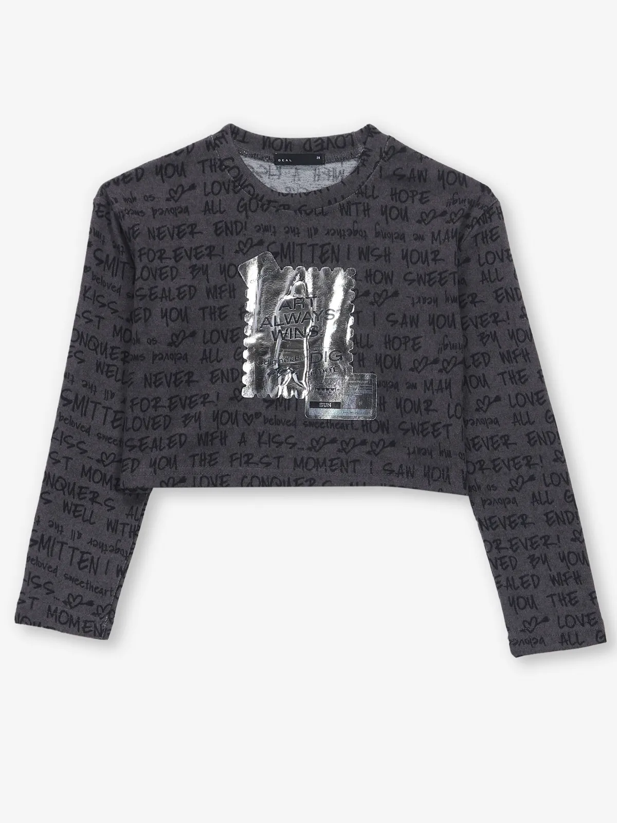DEAL black printed cotton casual crop top
