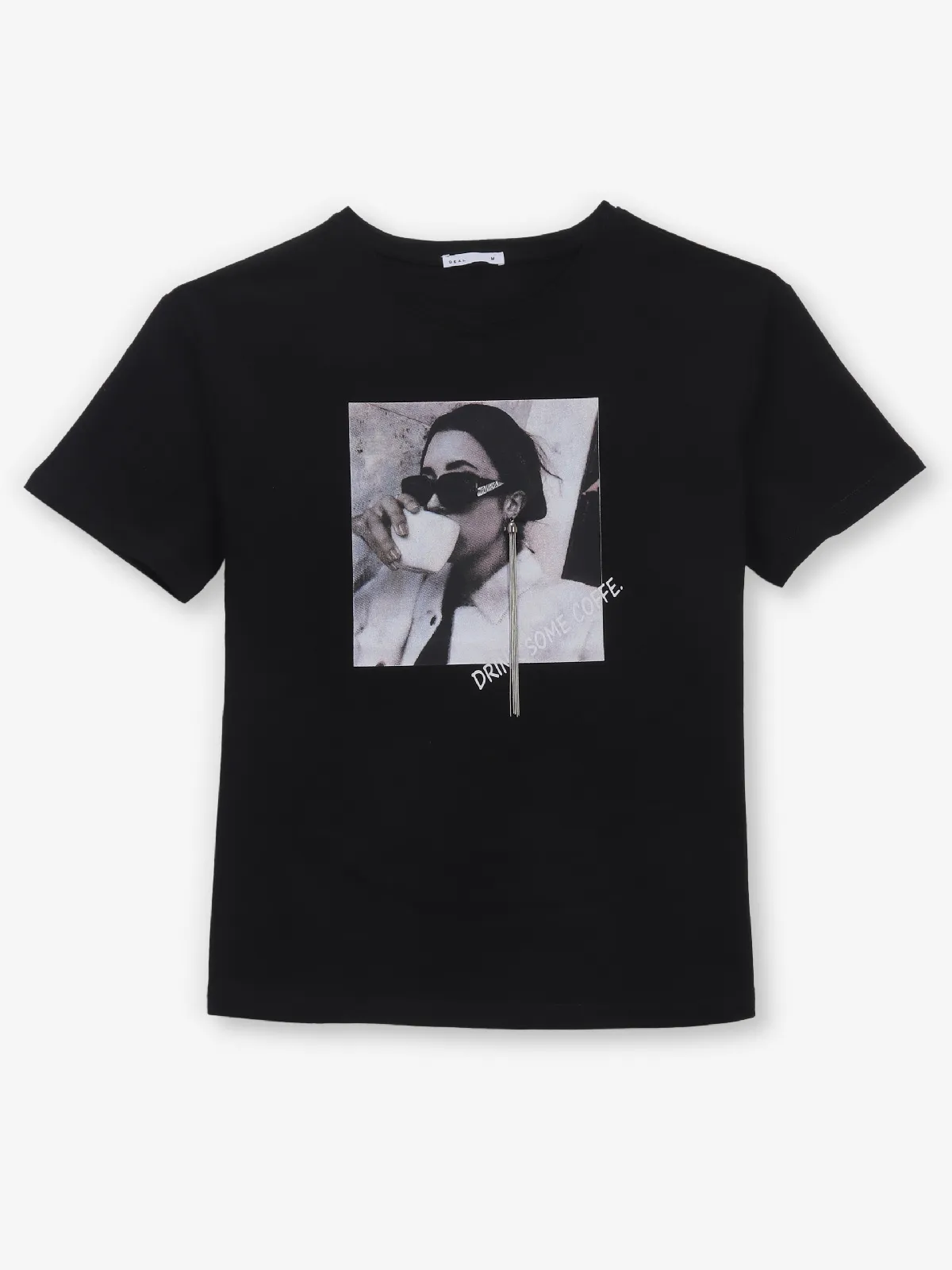 DEAL black printed cotton half sleeves t-shirt