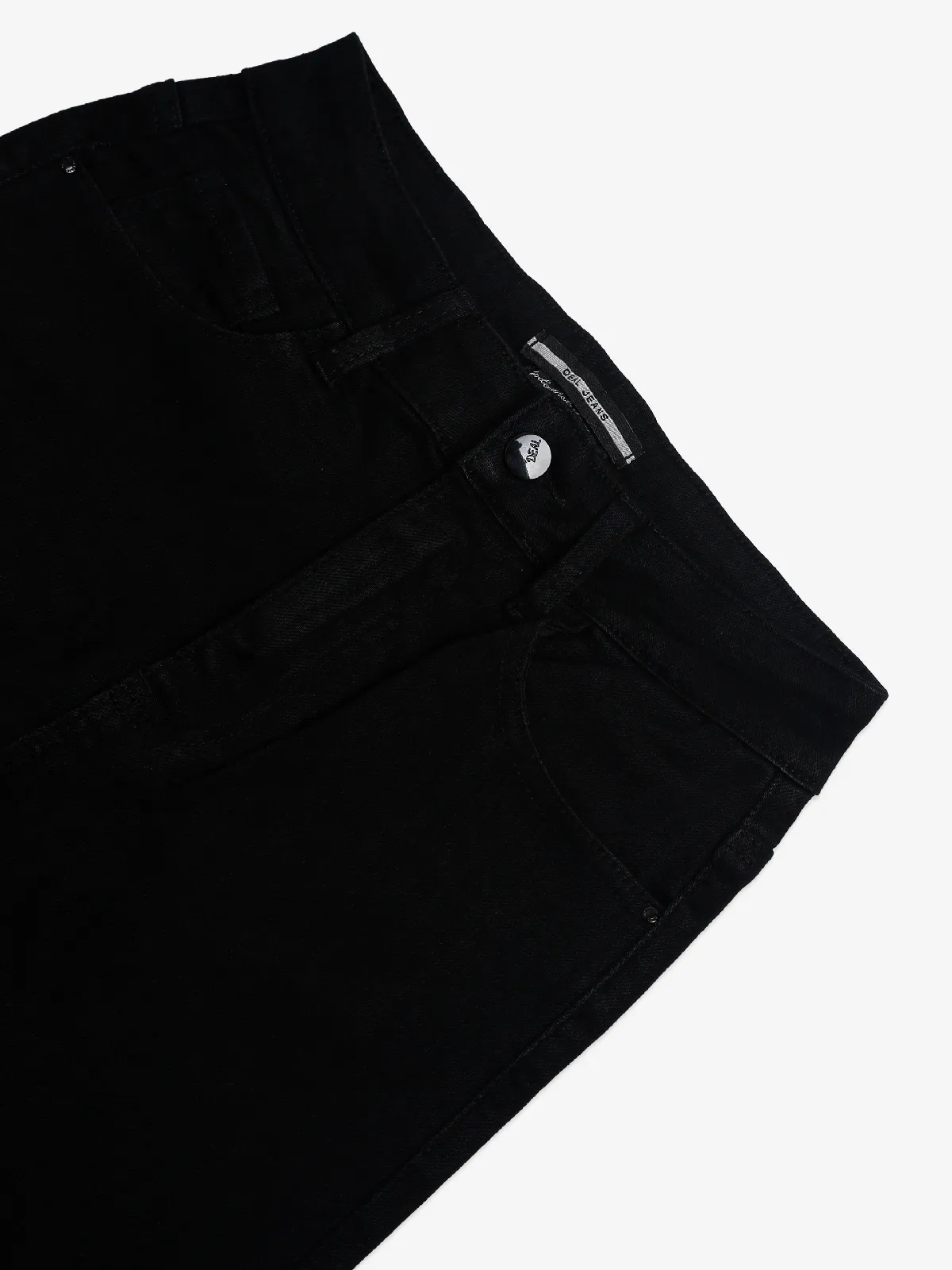 Deal black solid denim straight jeans