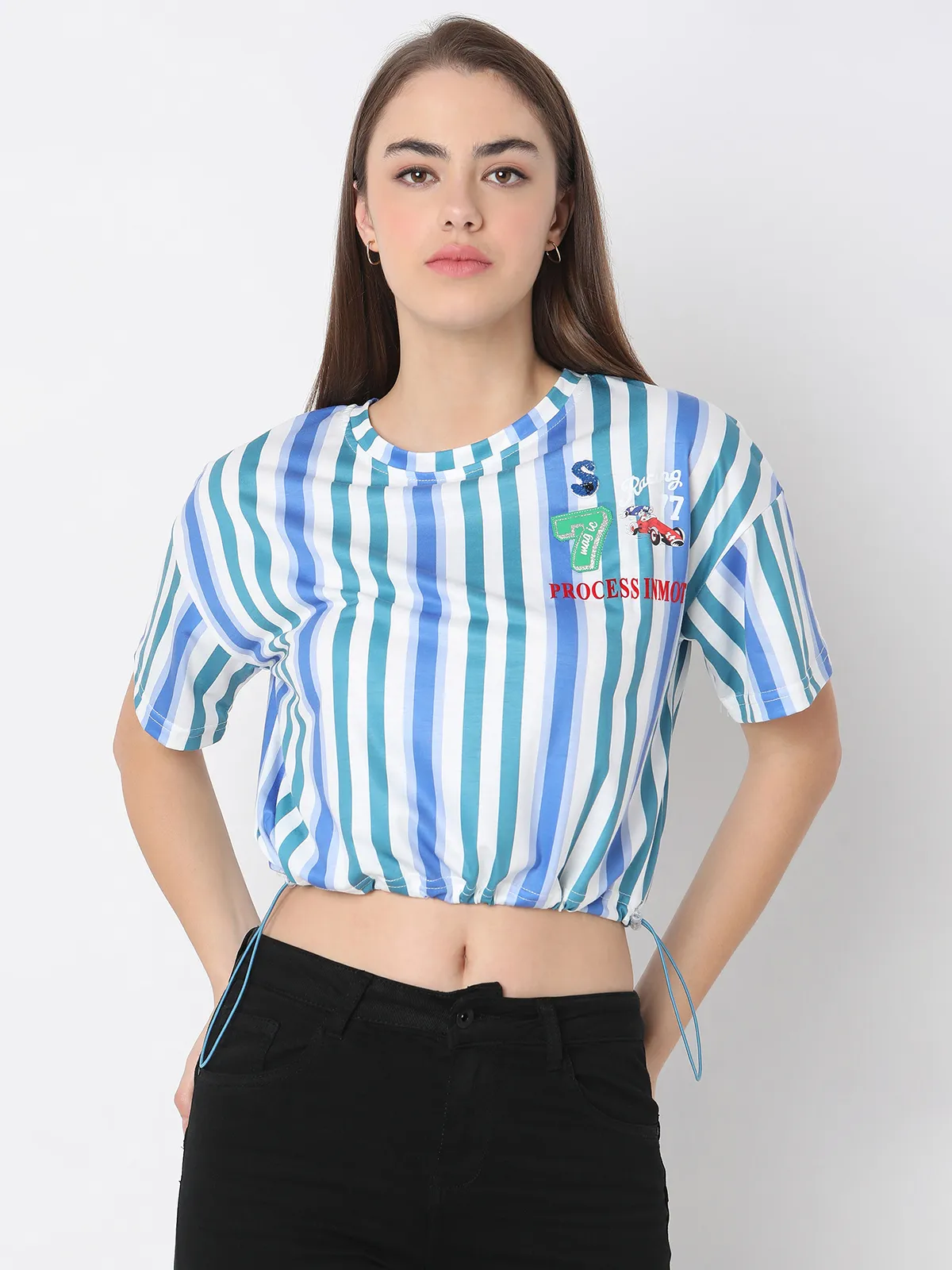 Deal blue stripe crop top