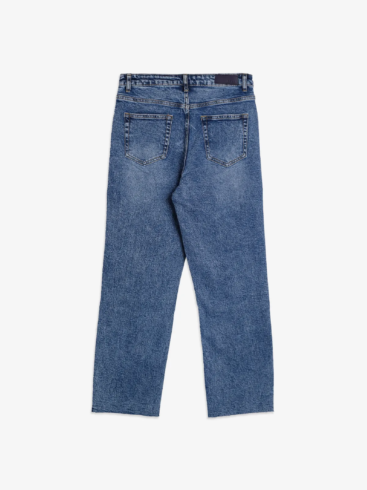 Deal blue washed and ripped straight jeans