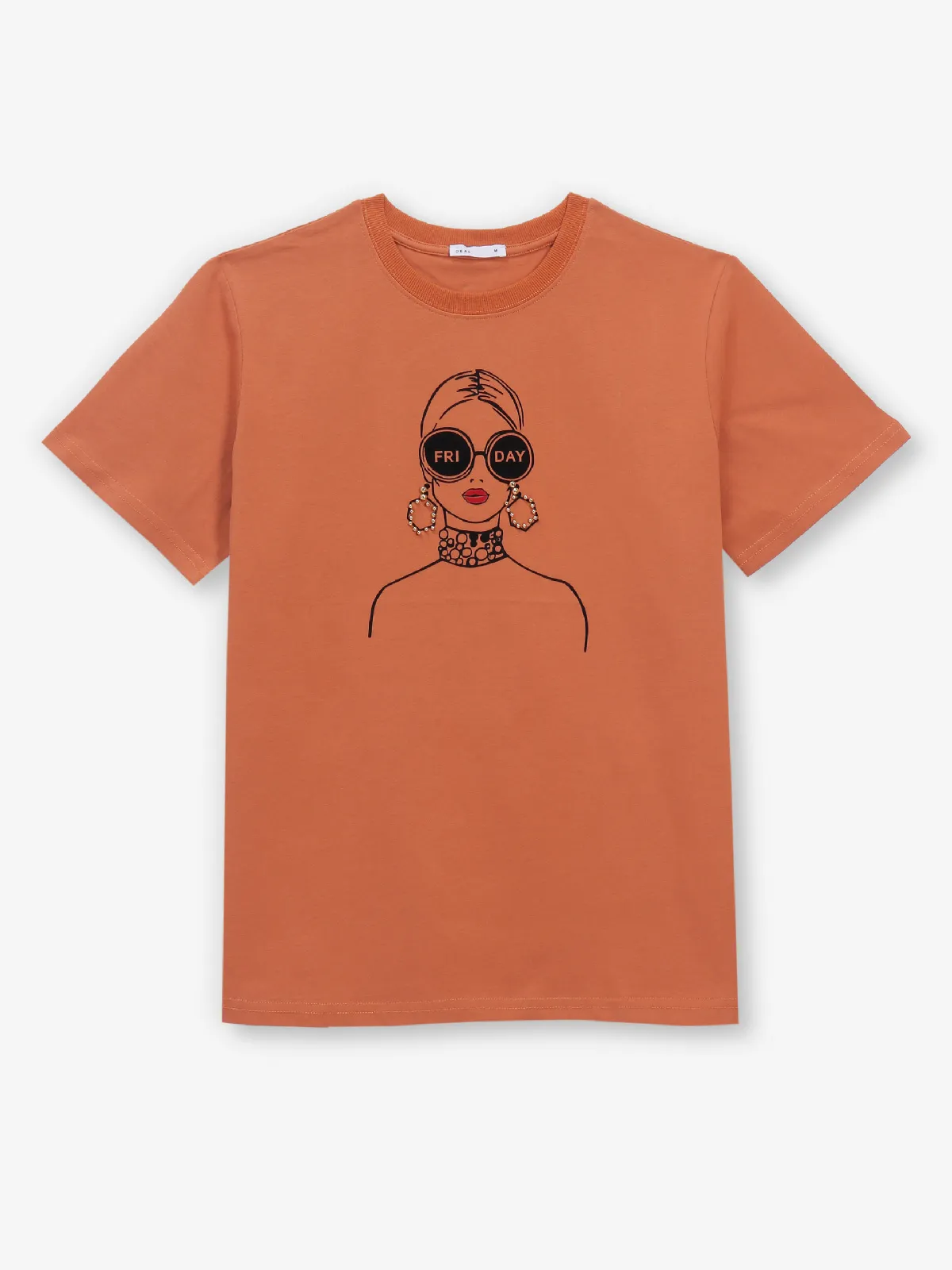 DEAL bright brown cotton printed t-shirt