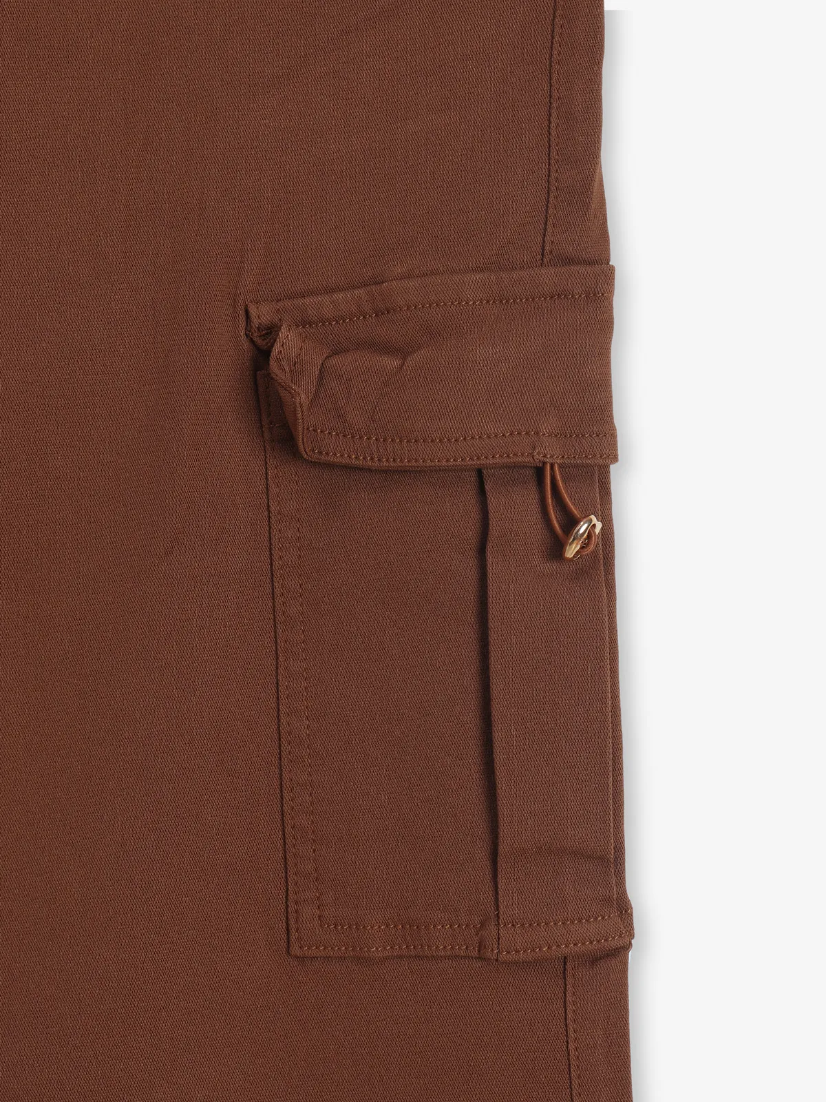 DEAL brown solid denim cargo jeans