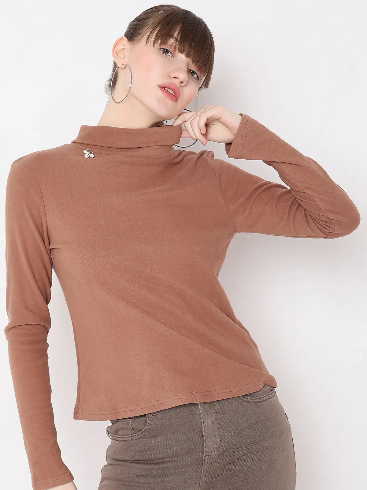 Deal brown velvet plain top