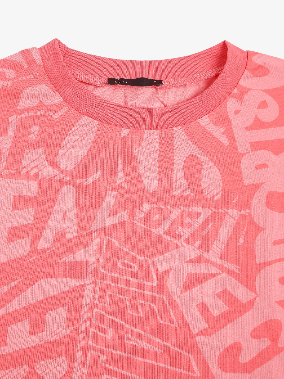 Deal coral pink cotton printed t-shirt