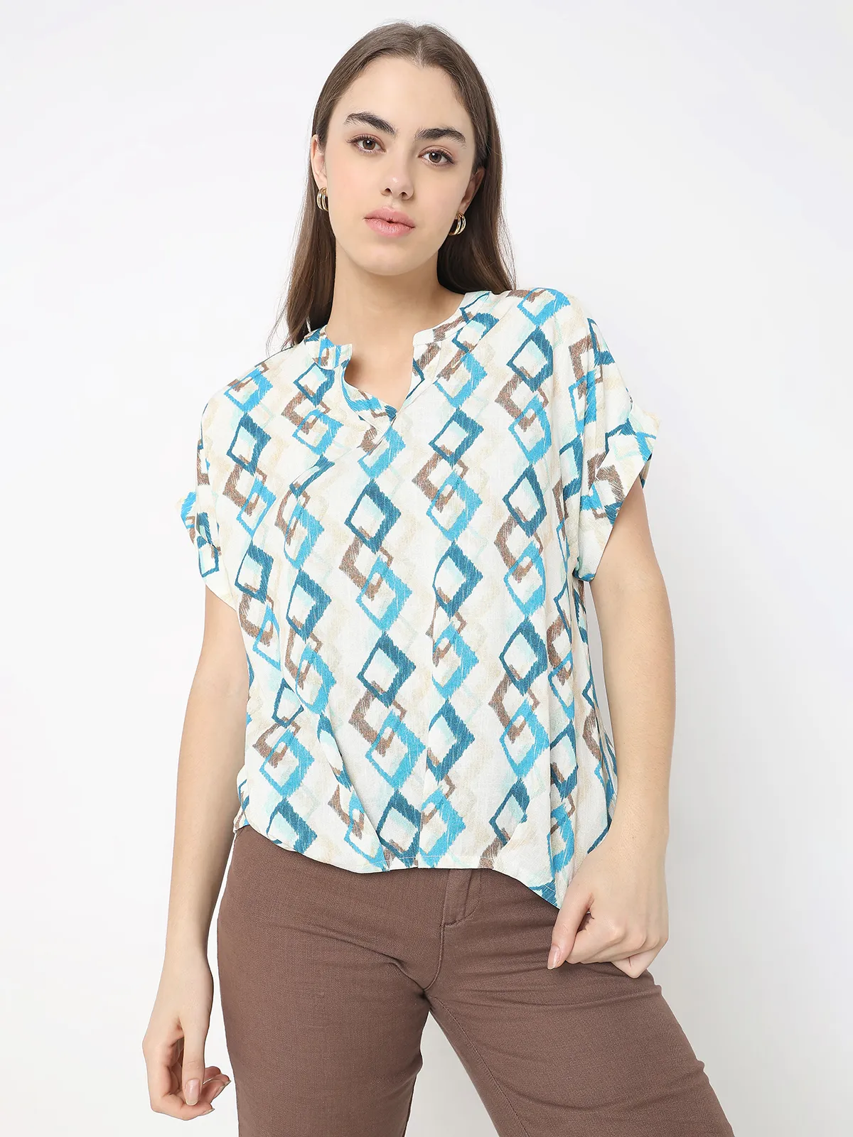 DEAL cotton aqua printed top