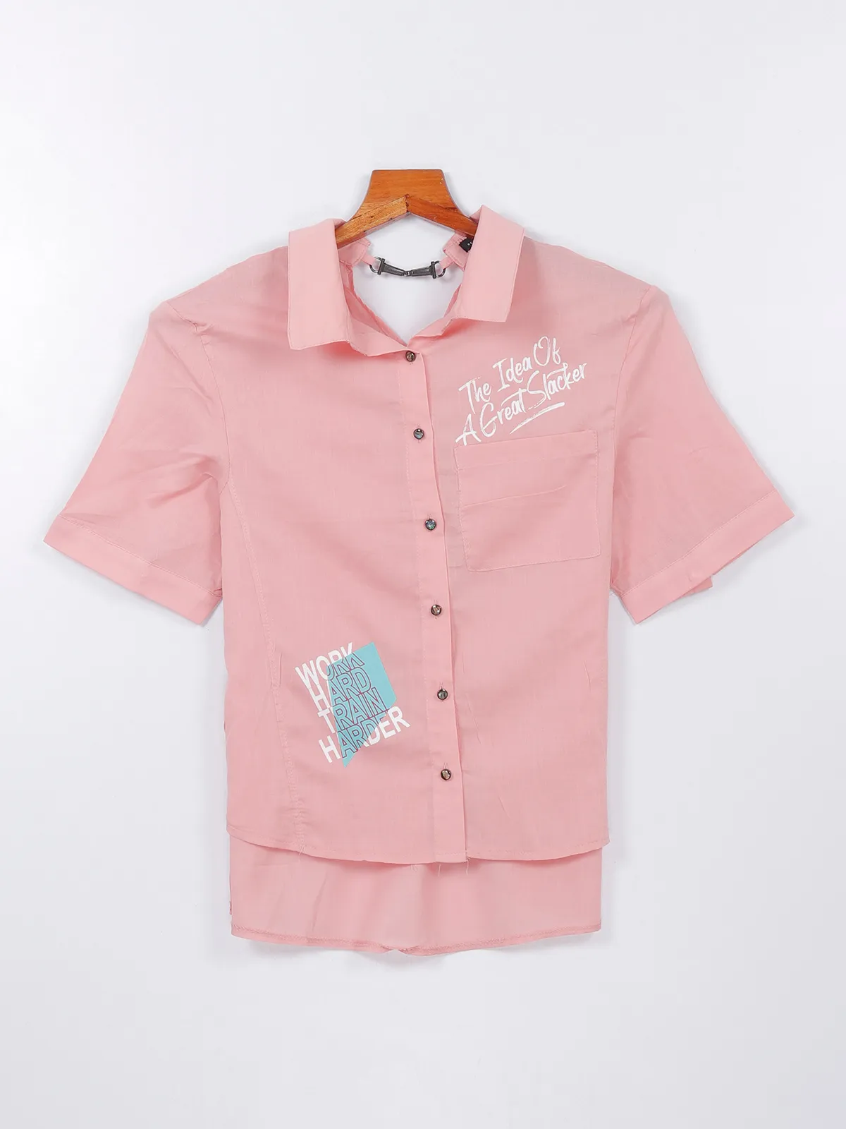 Deal cotton light pink printed shirt