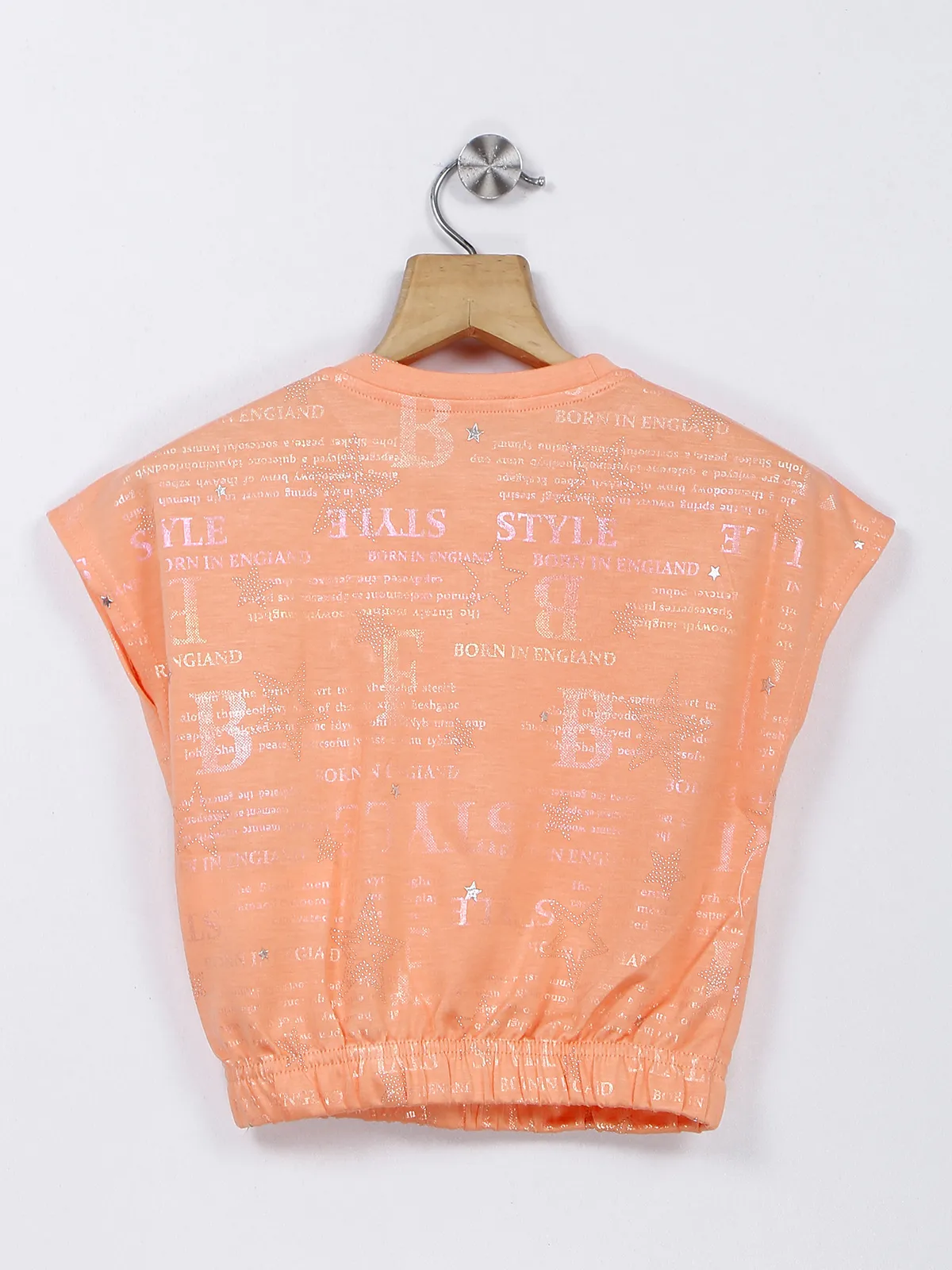 Deal cotton printed peach crop top