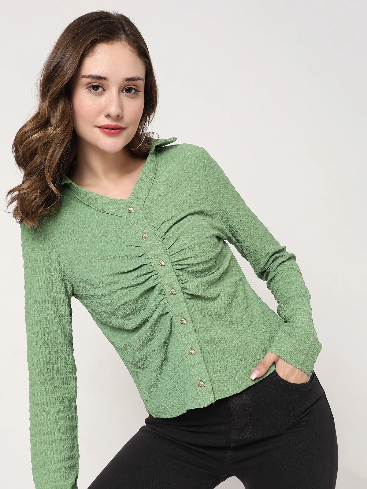 Deal green lycra casual shirt