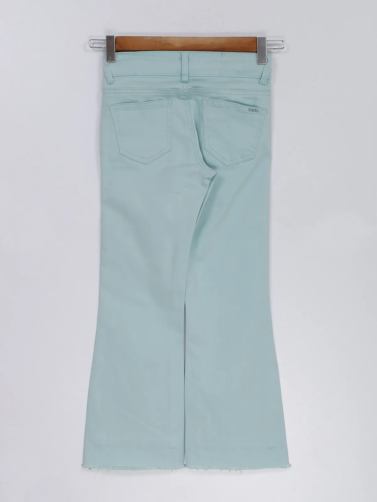 Deal green solid flare jeans