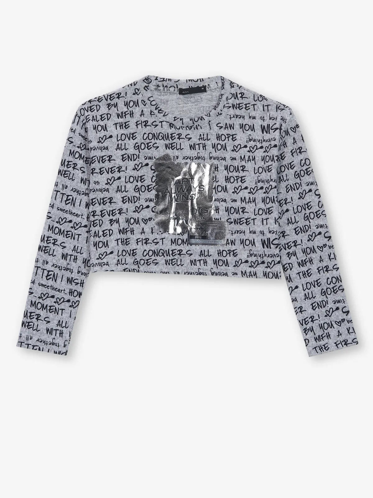 DEAL grey printed cotton crop top