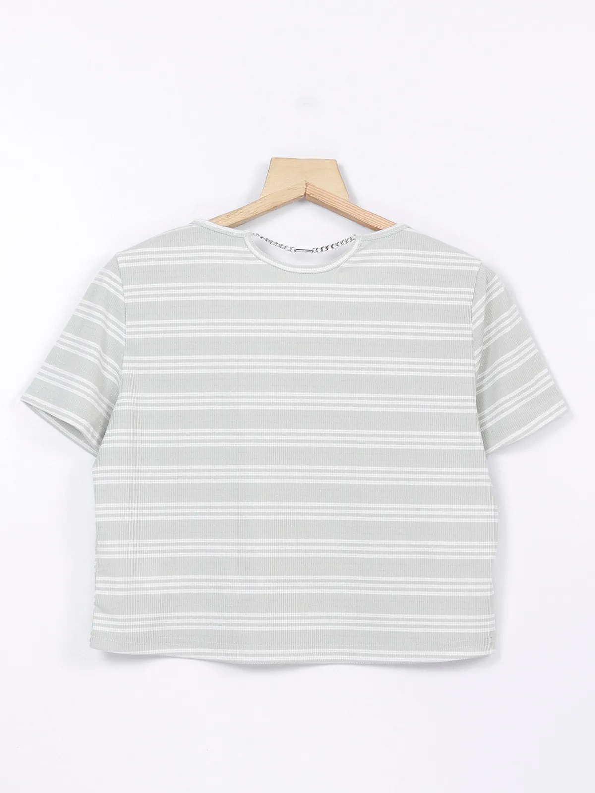 Deal grey stripe cotton crop top