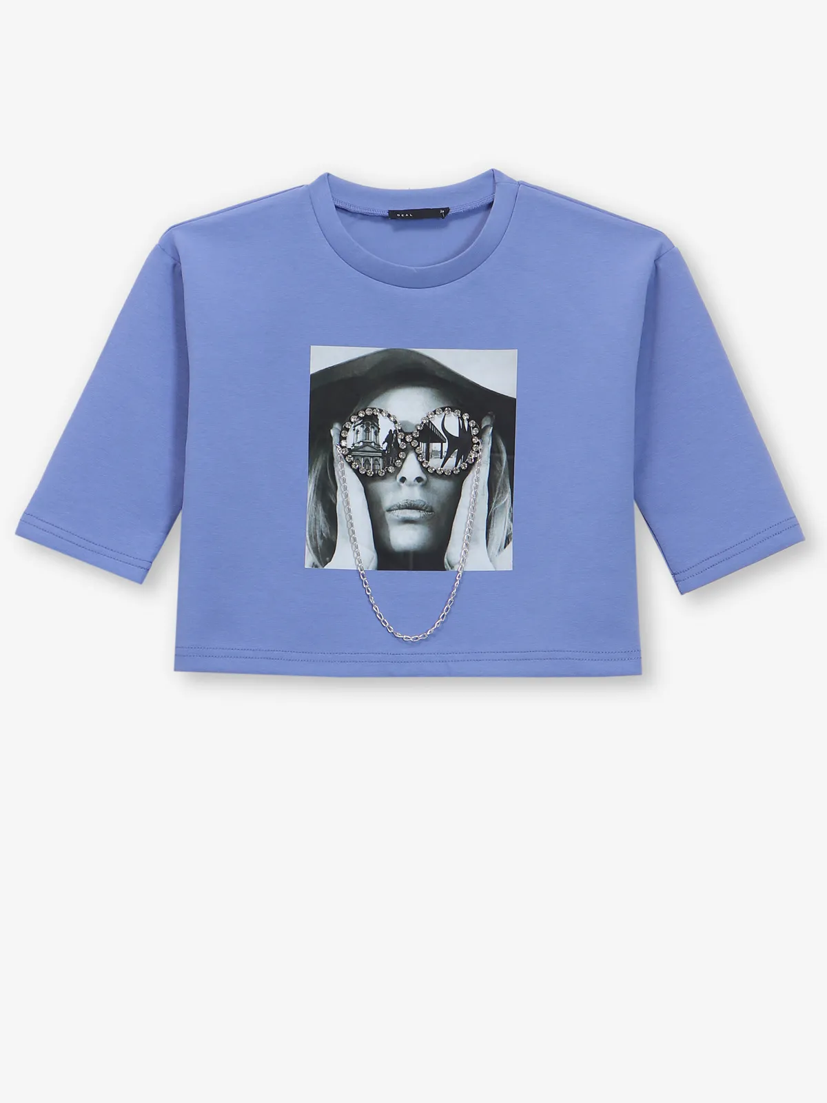 DEAL L.blue printed cotton crop top