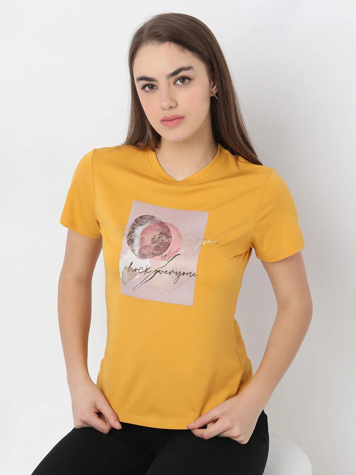 Deal mustard yellow printed t-shirt