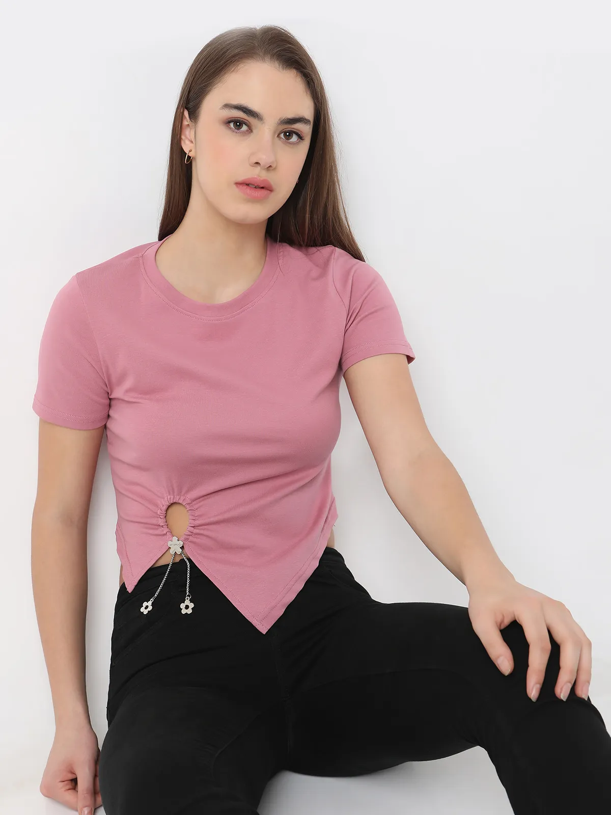 Deal pink cotton crop top