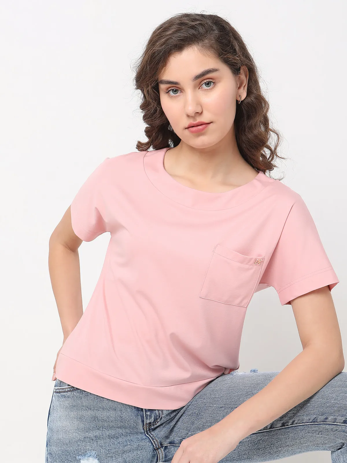 Deal pink plain cotton top