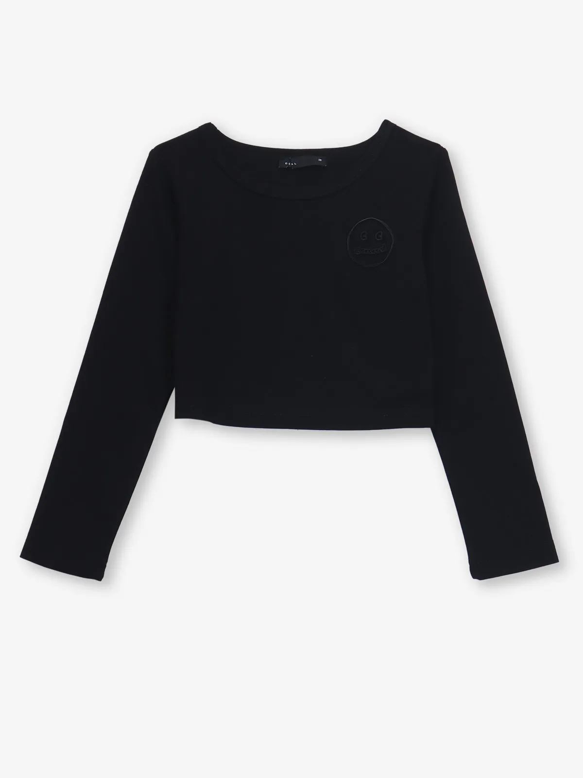 DEAL plain black cotton crop casual top