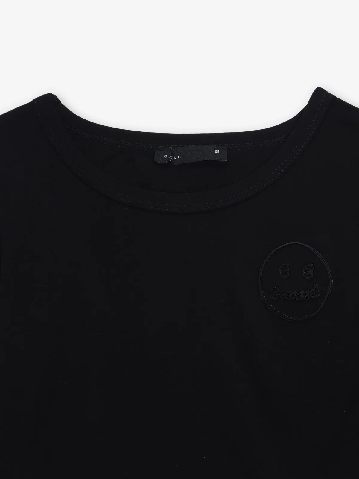 DEAL plain black cotton crop casual top