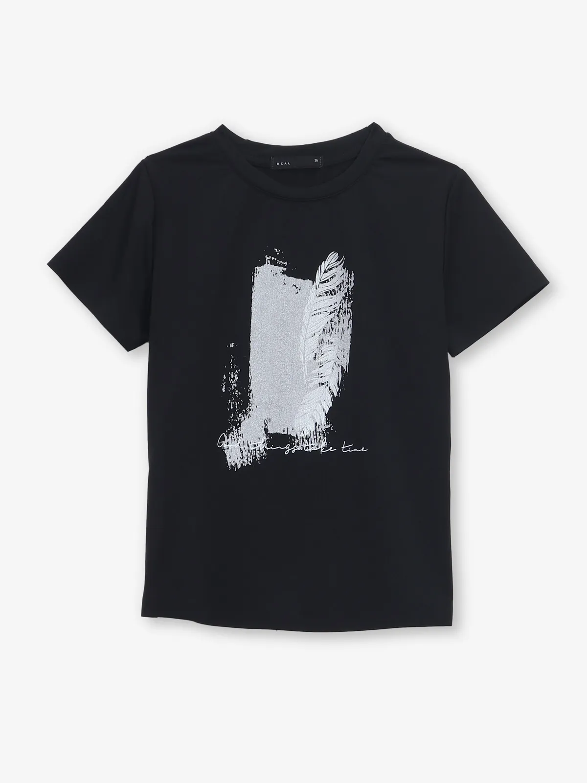 DEAL printed black cotton casual t-shirt