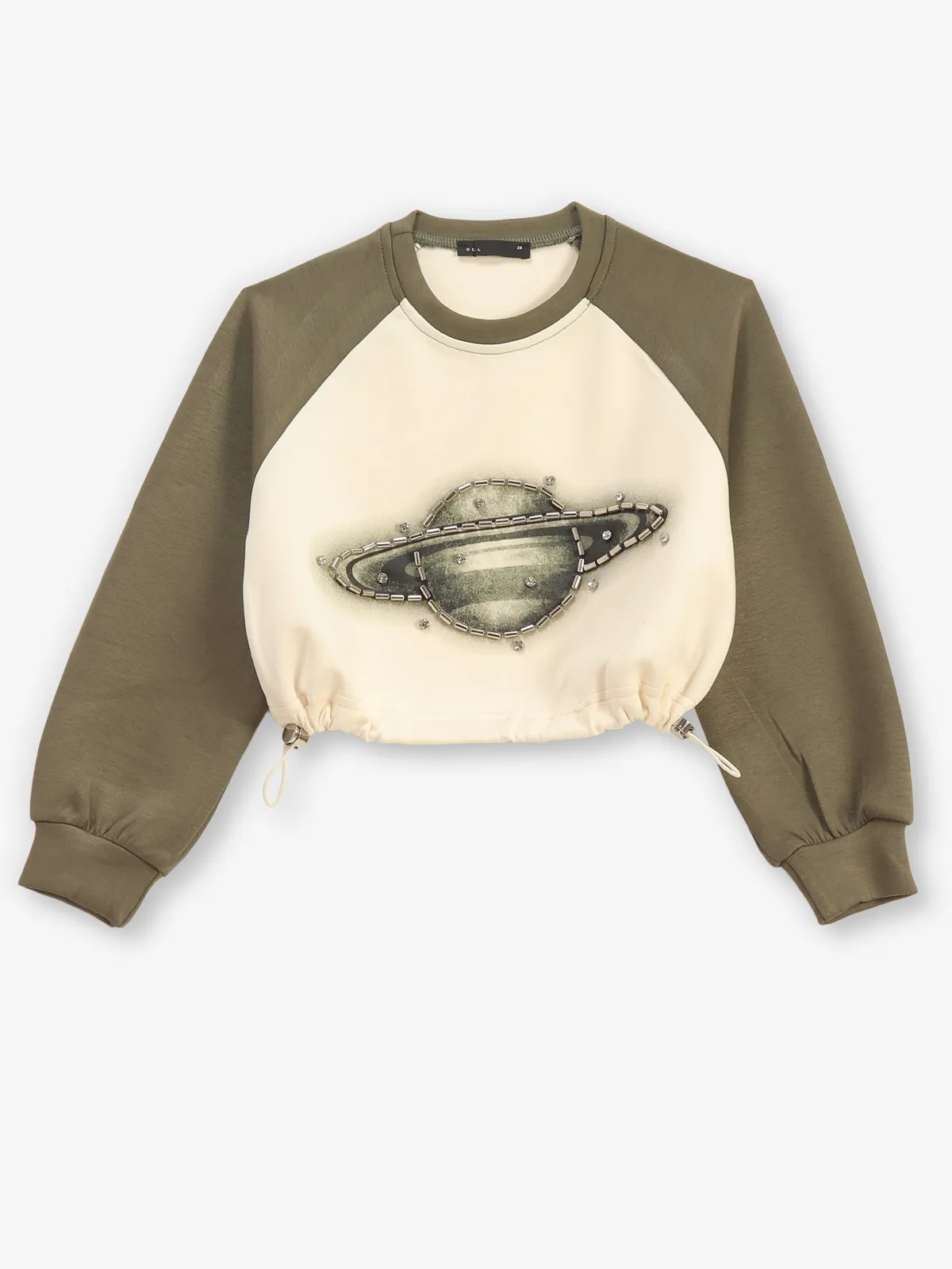 DEAL printed olive cotton crop top