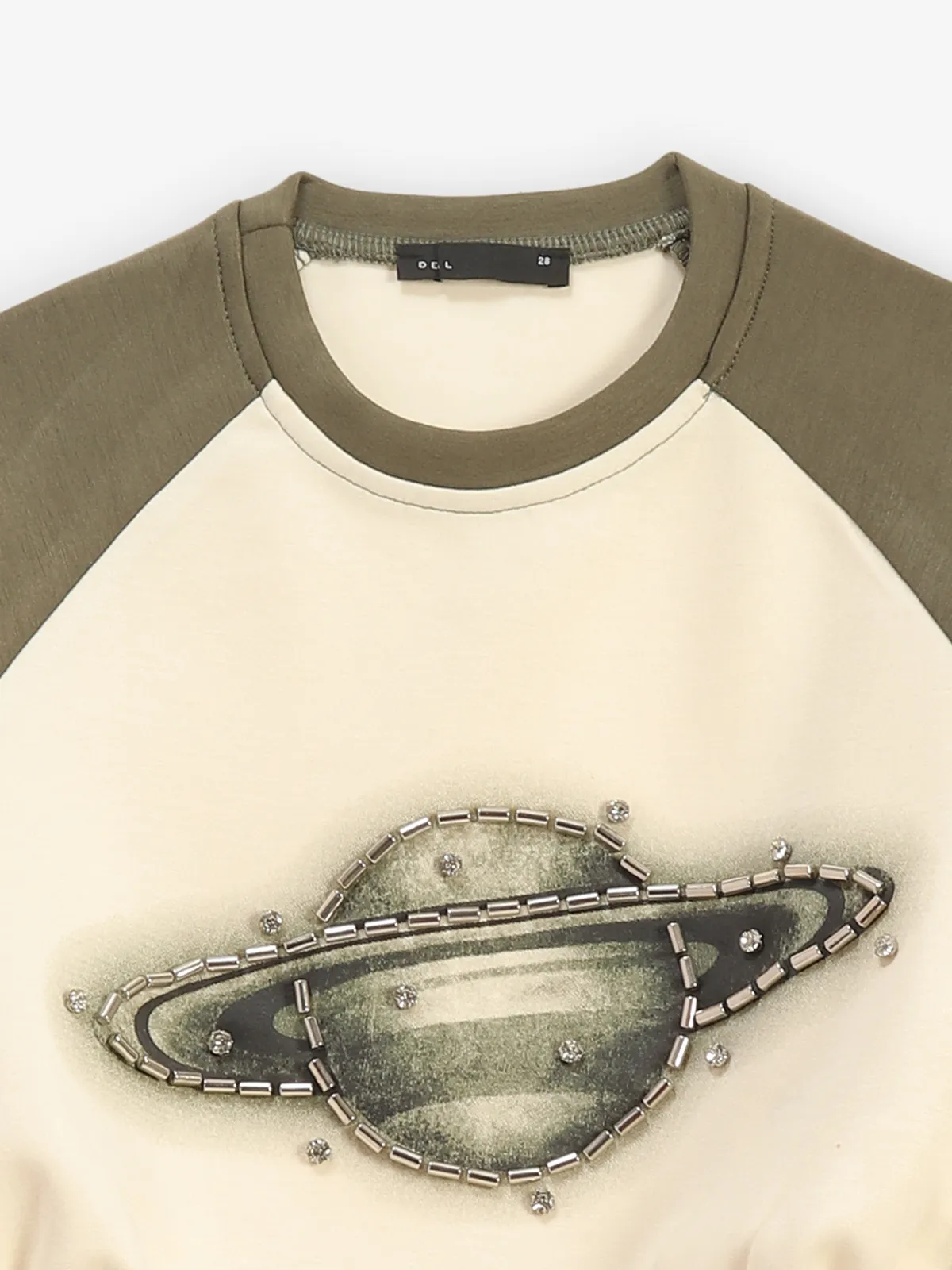 DEAL printed olive cotton crop top