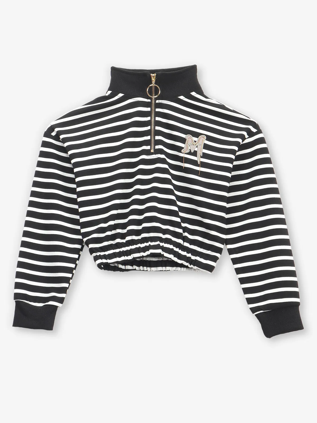 DEAL stripe black cotton crop top