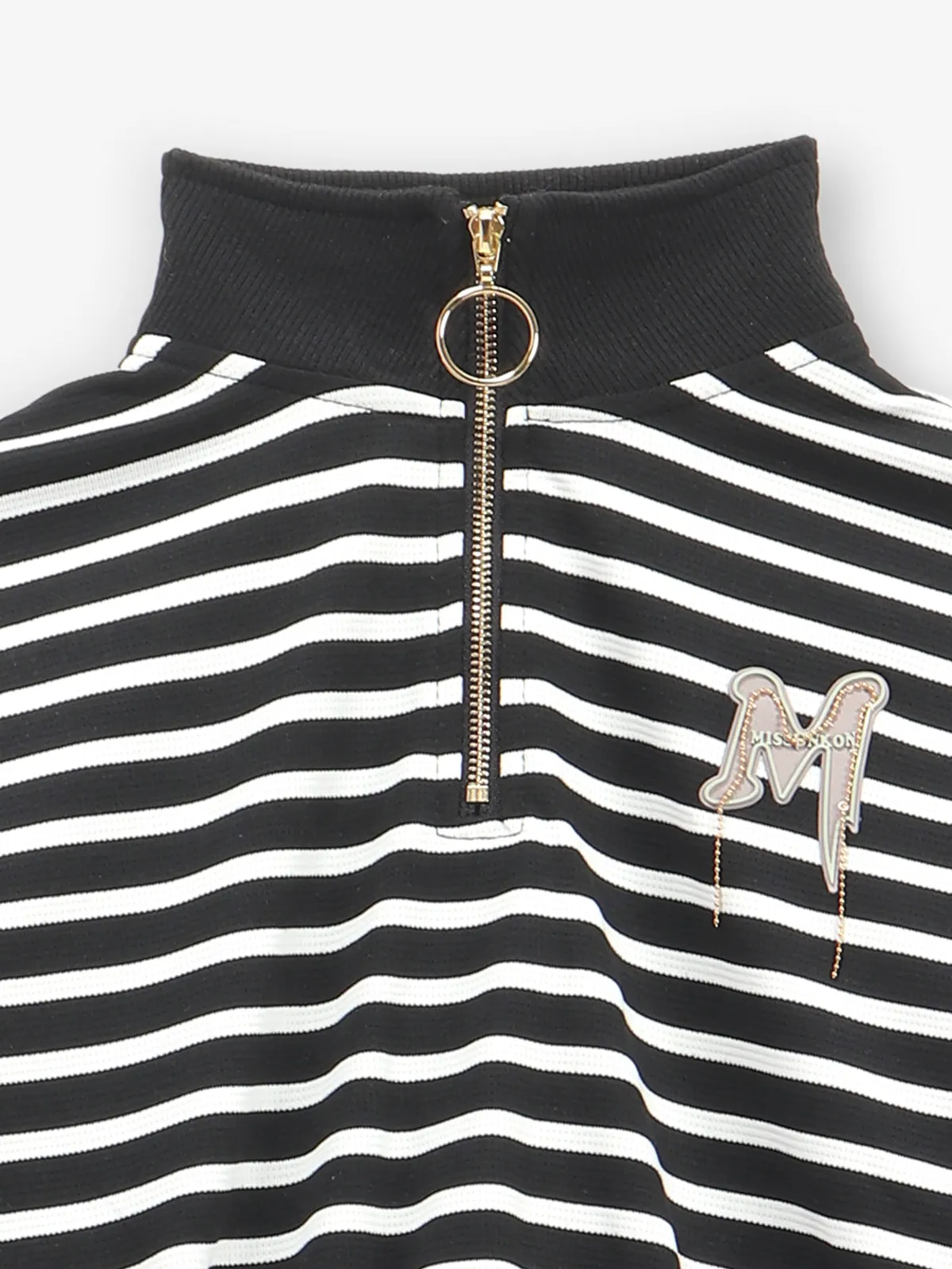 DEAL stripe black cotton crop top