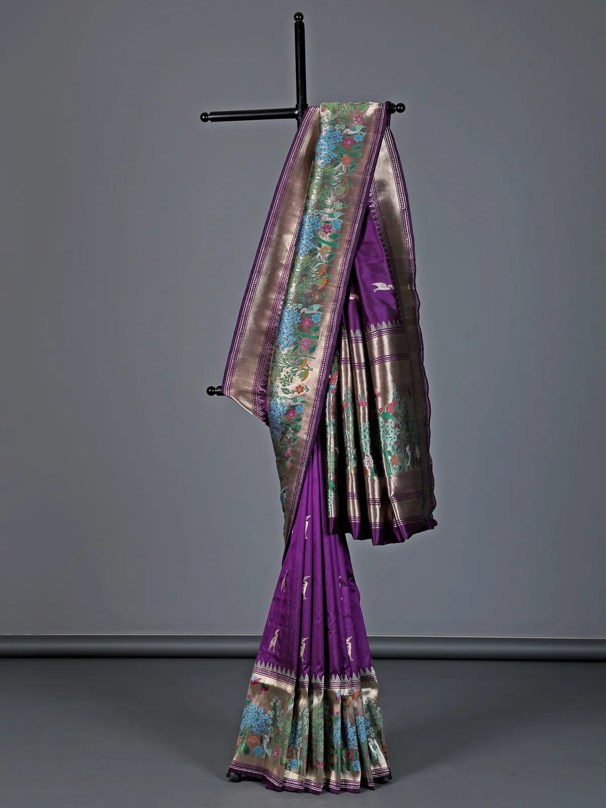 Deep purple pure banarasi silk zari pallu festive saree