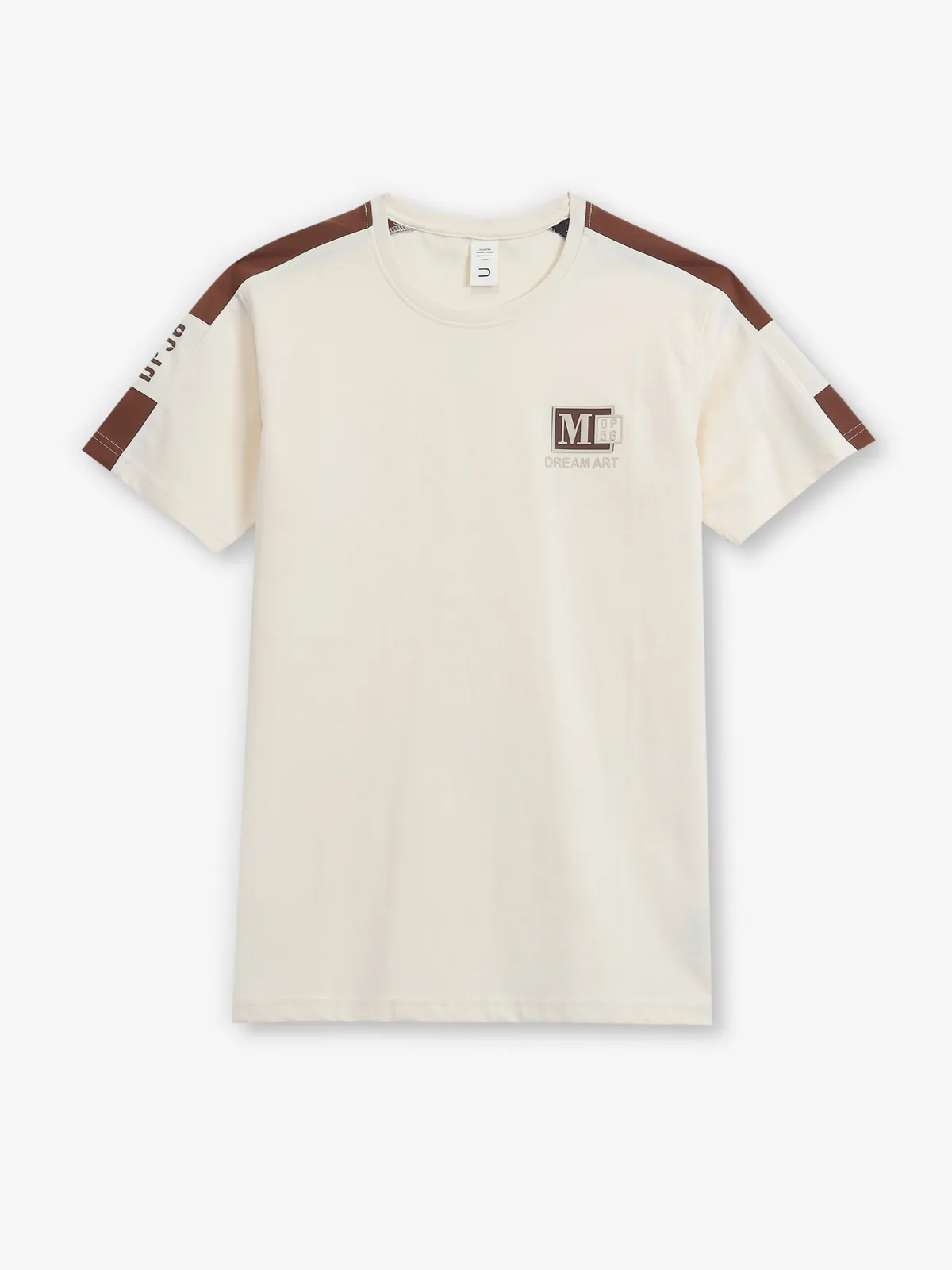 DEEPEE cream cotton round neck t-shirt