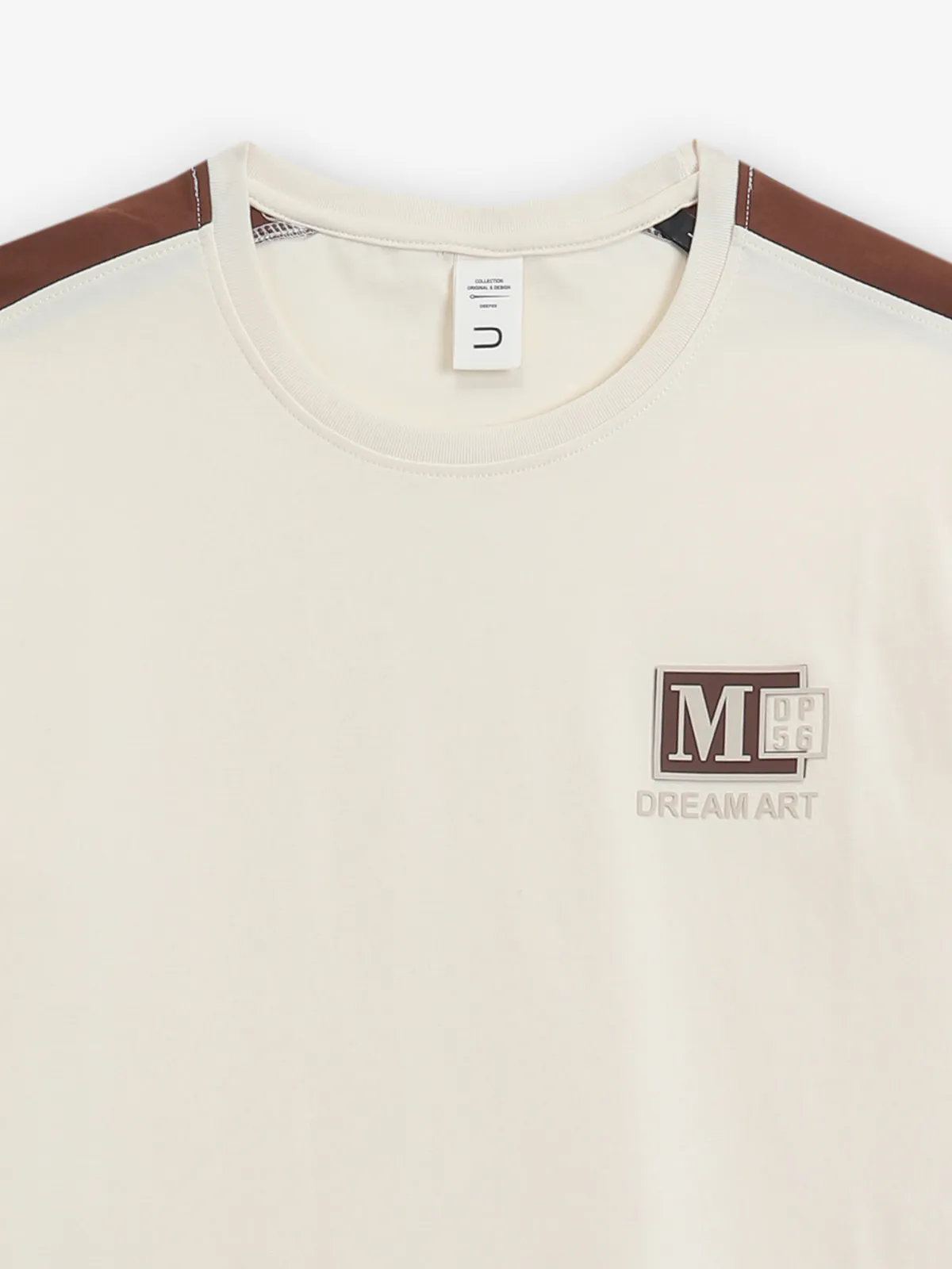 DEEPEE cream cotton round neck t-shirt