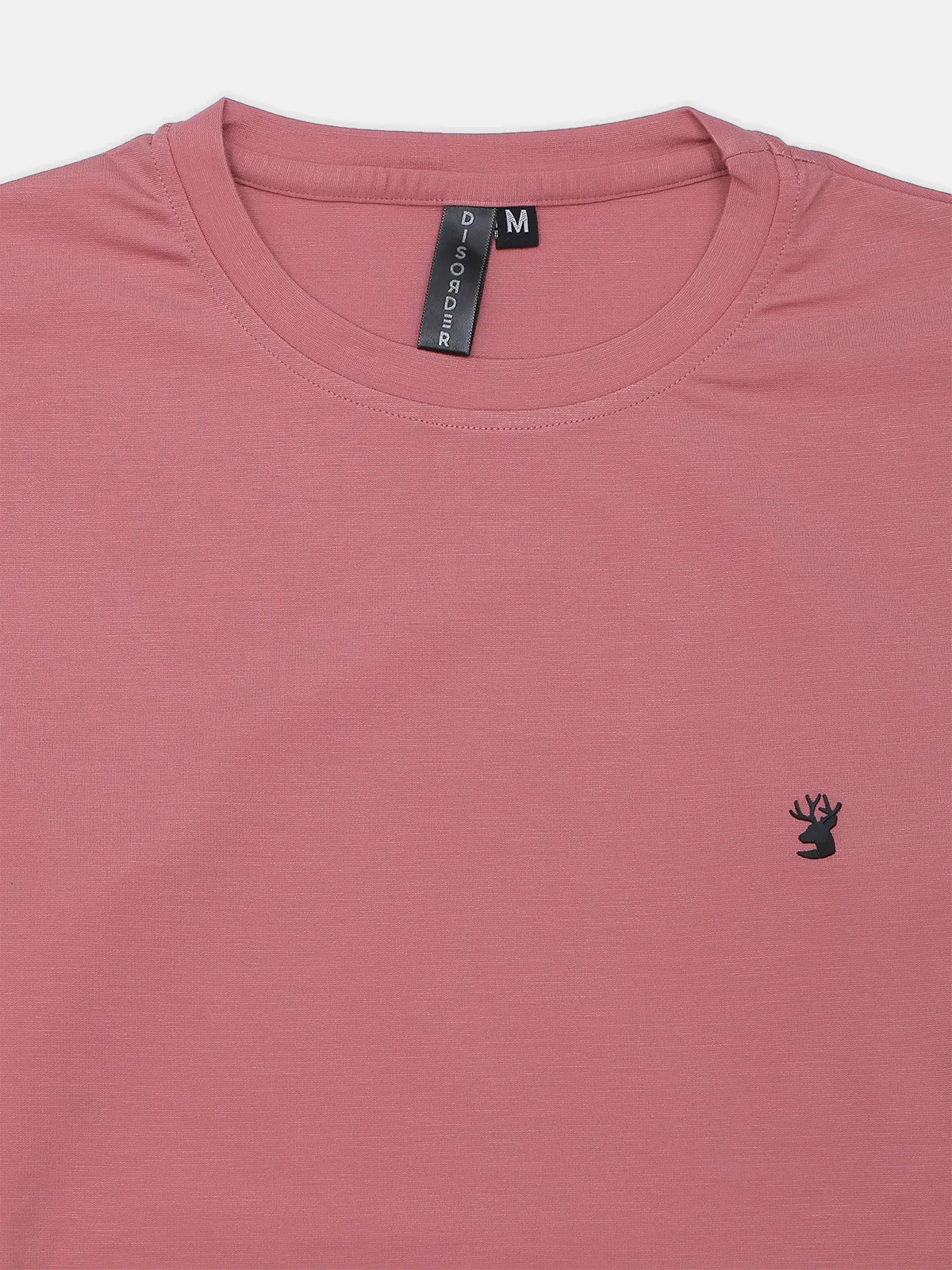 Disorder peach solid slim fit t shirt