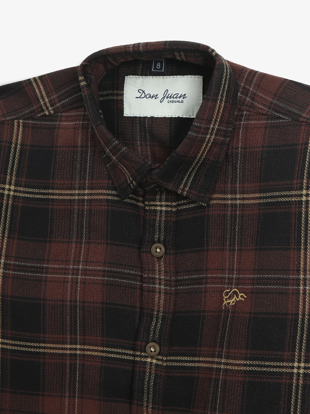 DNJS brown printed cotton shirt