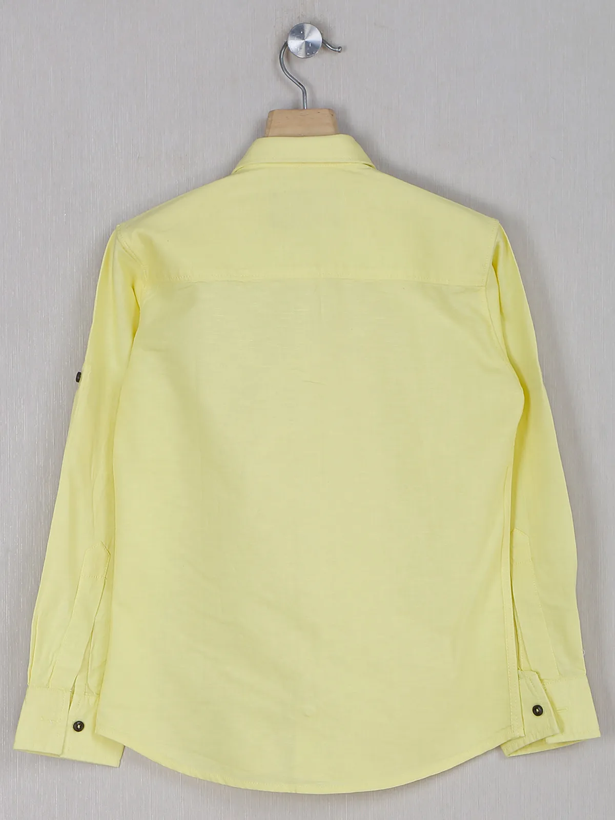 DNJS casual plain lime yellow boys shirt