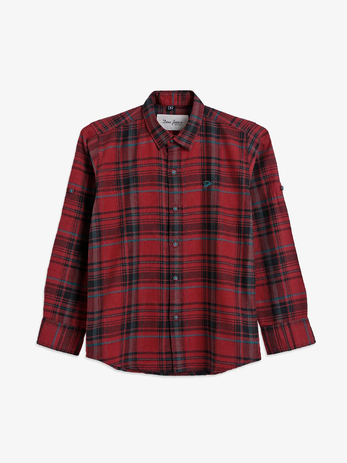 DNJS cotton checks maroon shirt