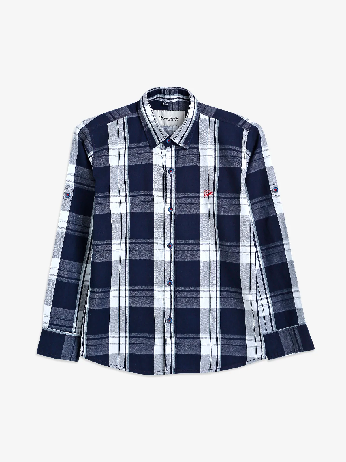 DNJS cotton navy checks shirt