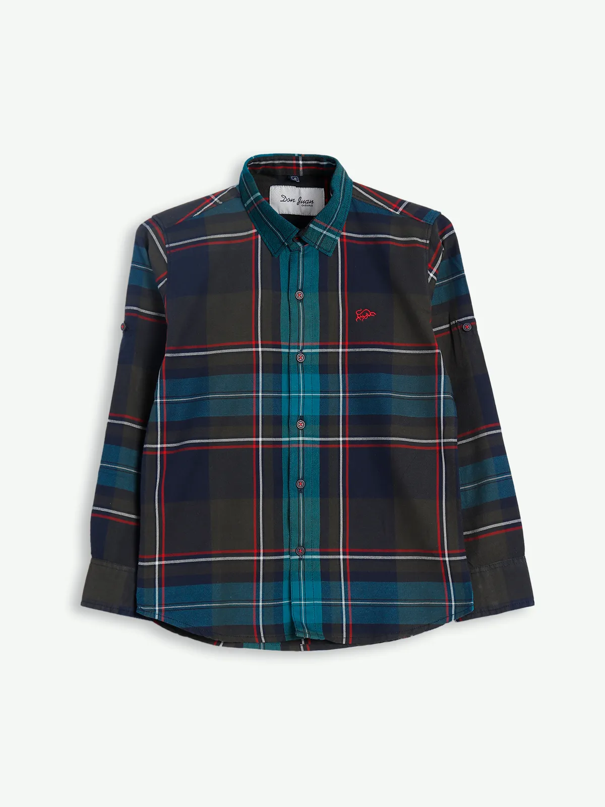 DNJS olive and blue checks shirt