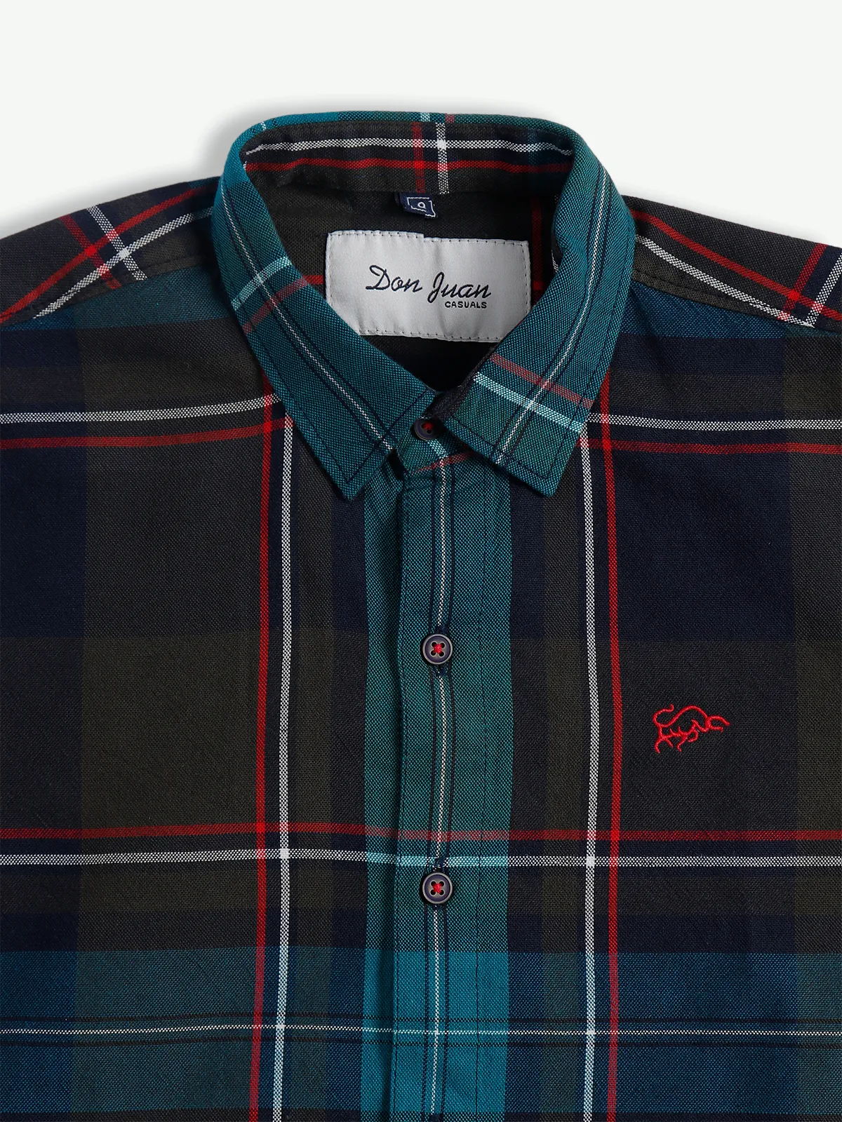 DNJS olive and blue checks shirt