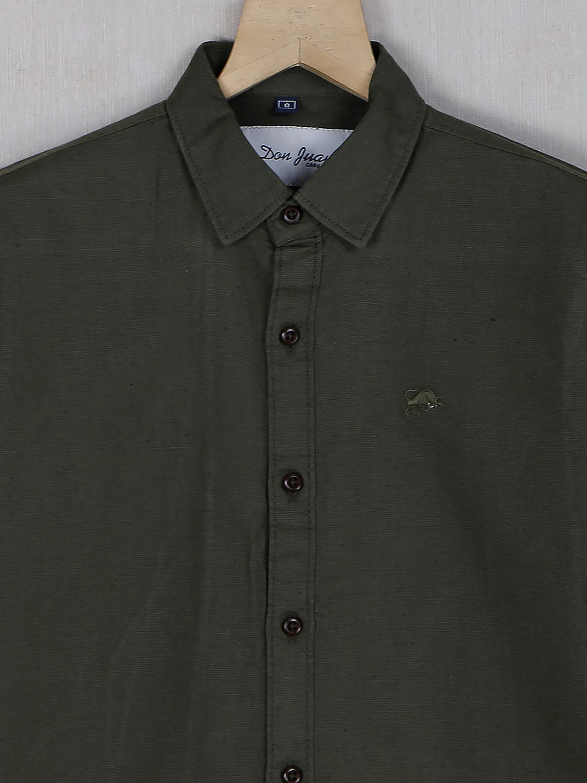 DNJS olive plain casual cotton shirt for boys